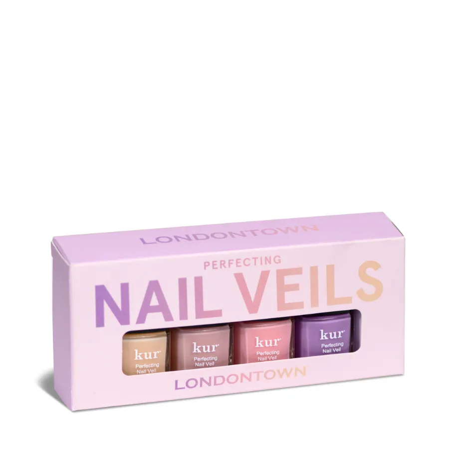 LONDONTOWN Set miniatúr posilňujúcich tónovaných lakov Nail Veil